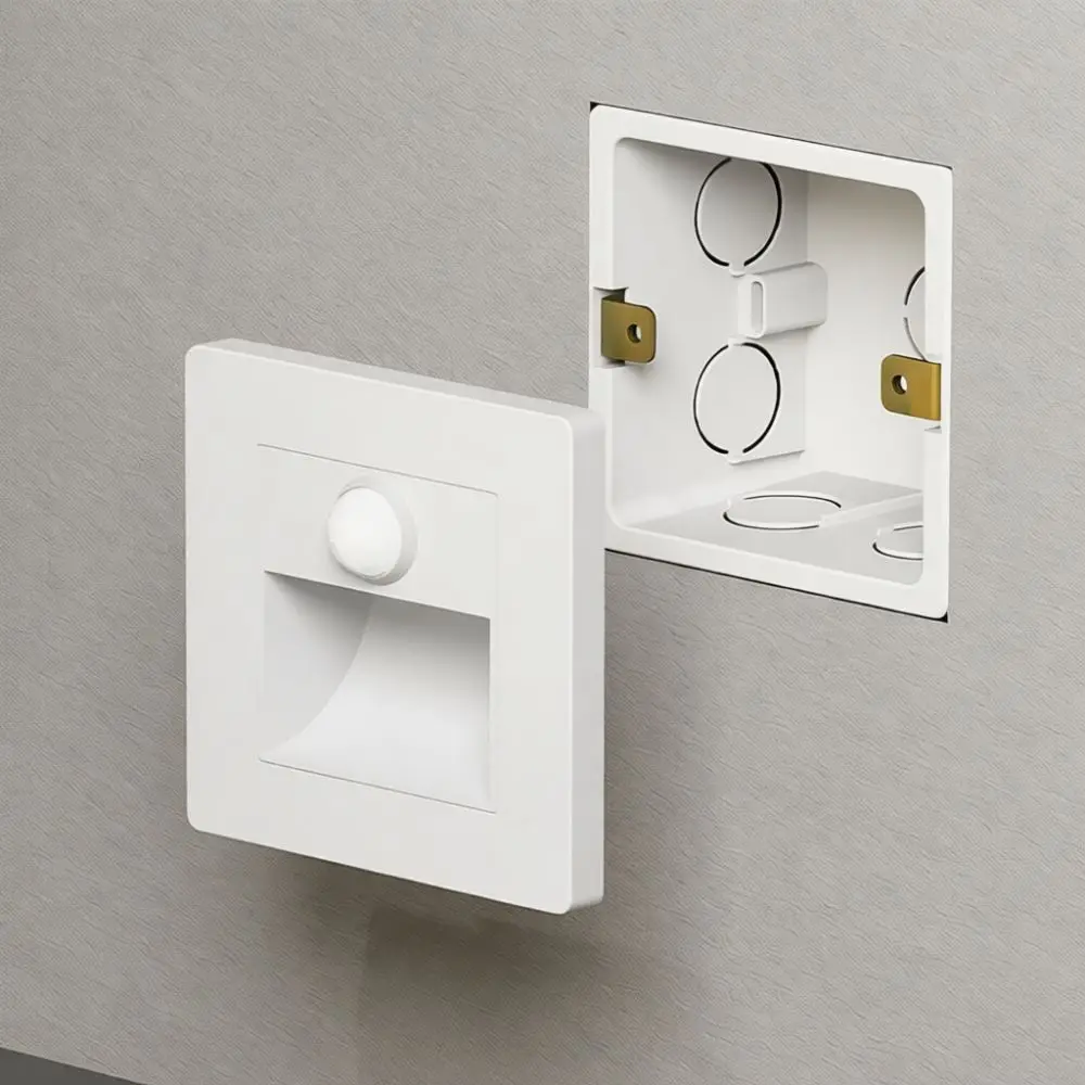 Modern Smart PIR Motion Sensor LED Recessed Wall Lamp Footlight For Stairway Aisle Hallway Home Indoor Lighting