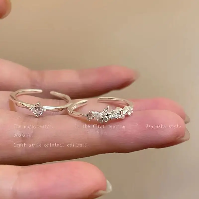 Butterfly Bow Open Ring Alloy Electroplated Light Luxury Women’s Cold Wind Style Zircon Accent Minimalist Statement Finger Jewel