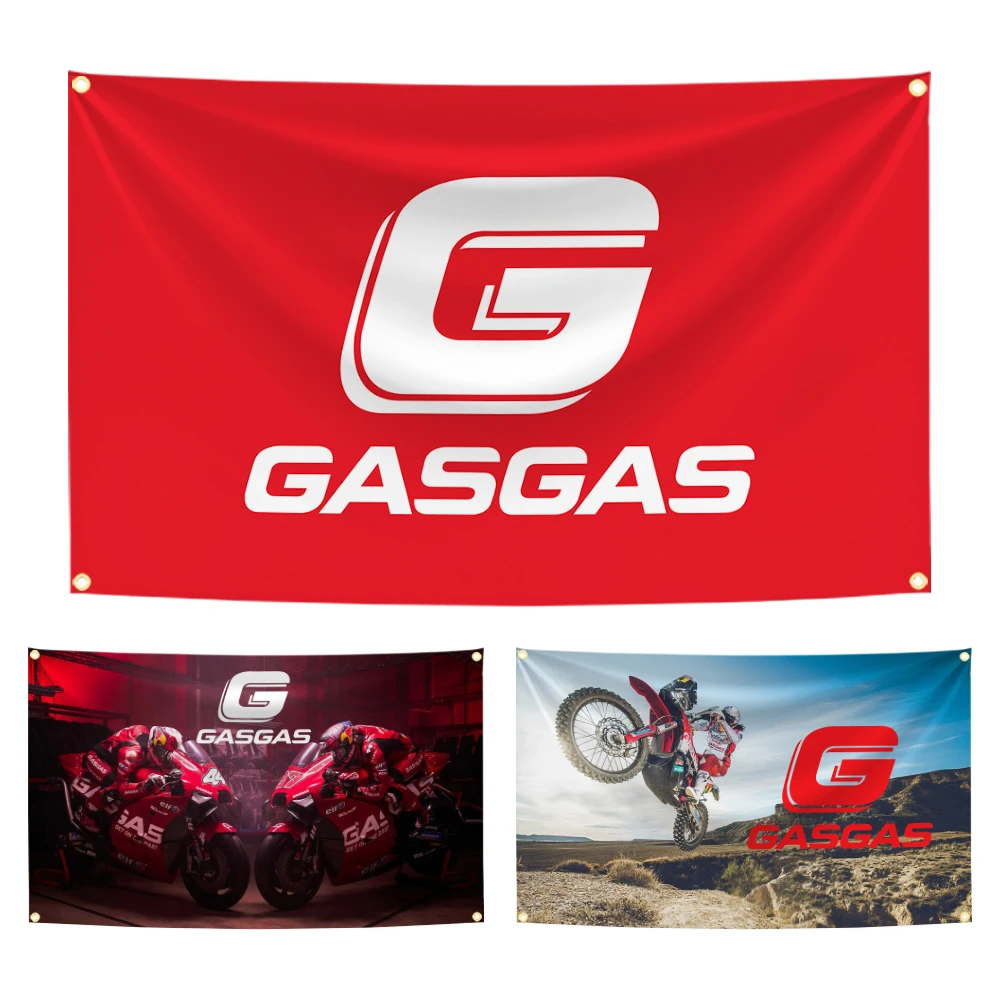 90x150cm GasGas Red Motorcycle Flag Tapestry Polyester Digital Printing Banner for Garage Wall Art Out Door Decoration