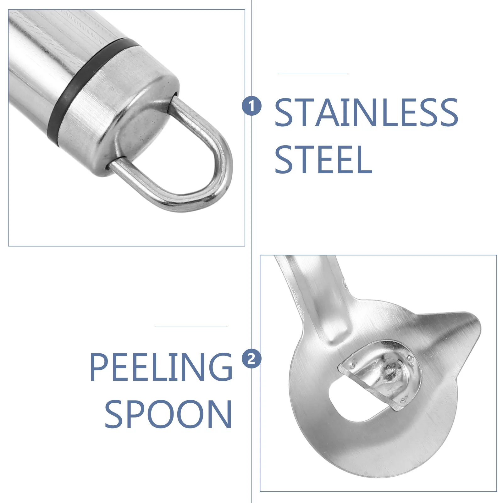 2PCS Cactus Peeler Spoon: Stainless Steel Long Handle Cactus Peeling Knife - Groove Edge Cutter Tool for Peeling Noodle Cooking