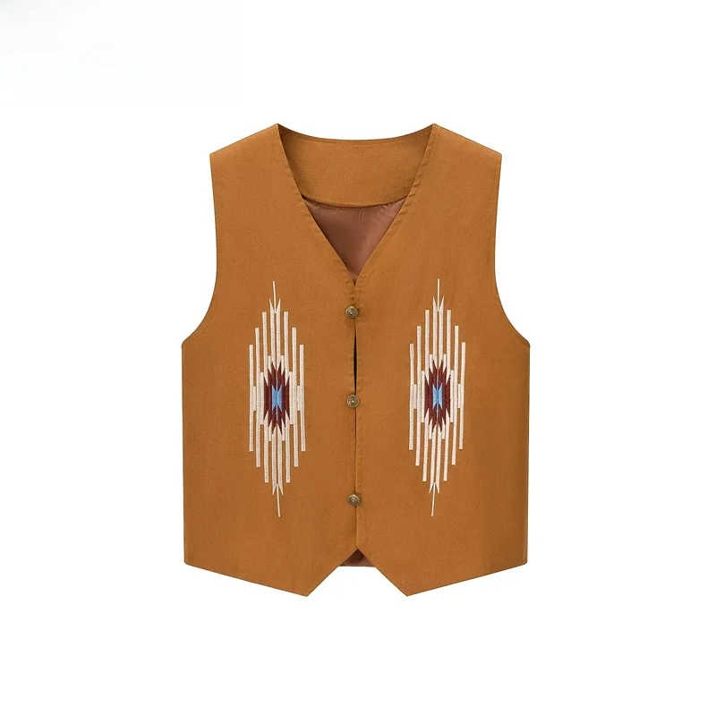 ZBZR Faionable Embroidered Button up Vest Spring 2025 Women's Wear Sli Charming Layering Trendy oulder Pad Jaet