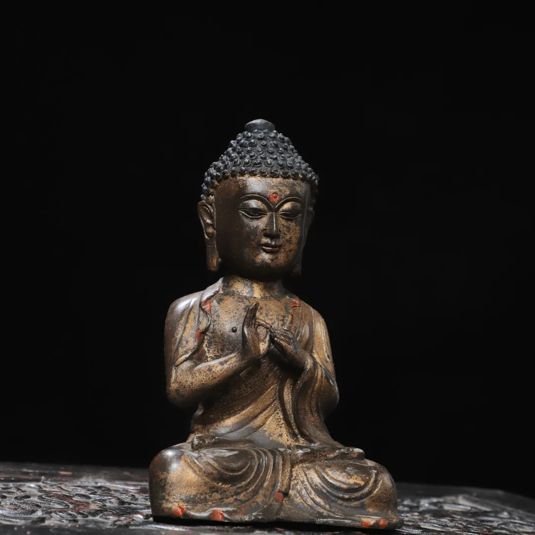 Old copper Qing Dyansty copper buddha Statue,16cm(H) ,Free shipping
