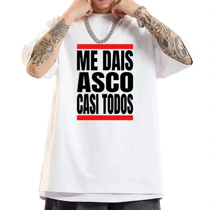 Men Me Dais Asco Casi Todos Letter Print Tshirt Men Women Casual Loose Streetwear Round Neck Short Sleeve Top Fashion Tee Unisex image 5
