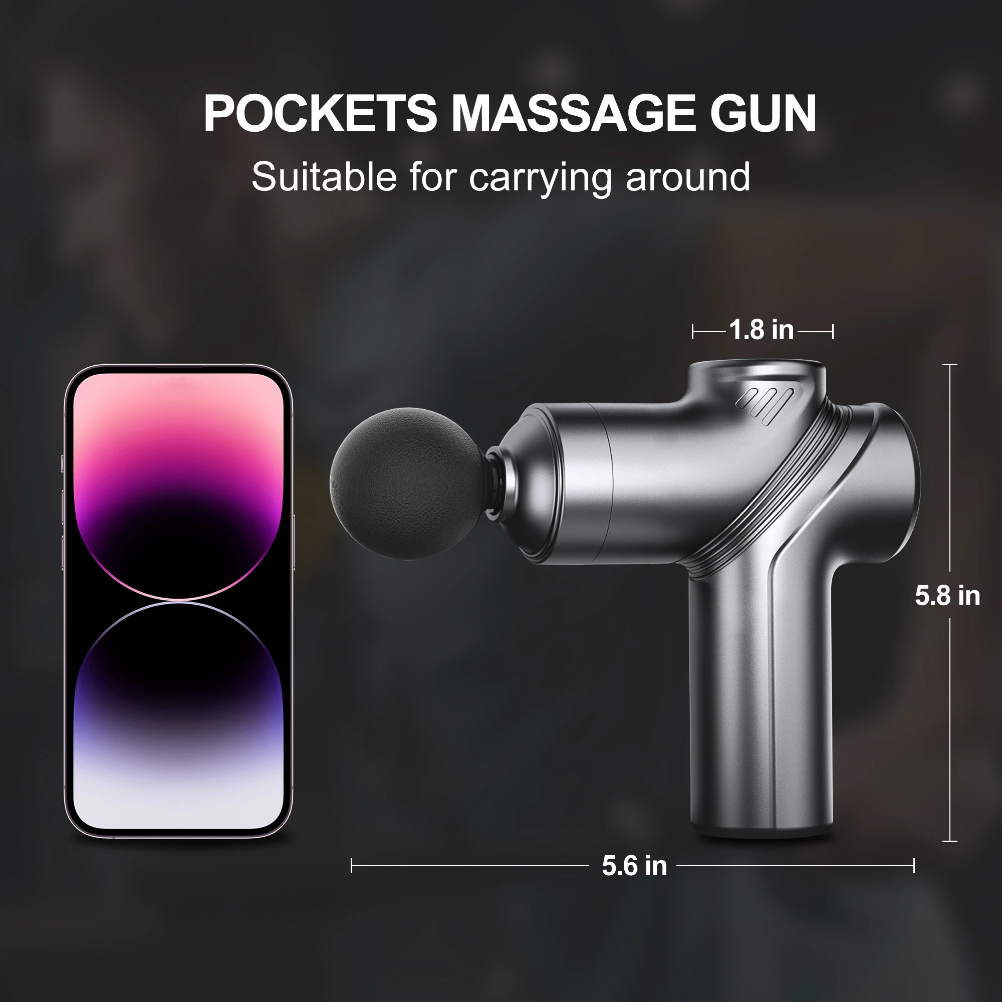 LEERCON Handheld electric muscle massage gun with 6 speed settings and 4 massage heads for deep tissue and fascia relief. - view 5