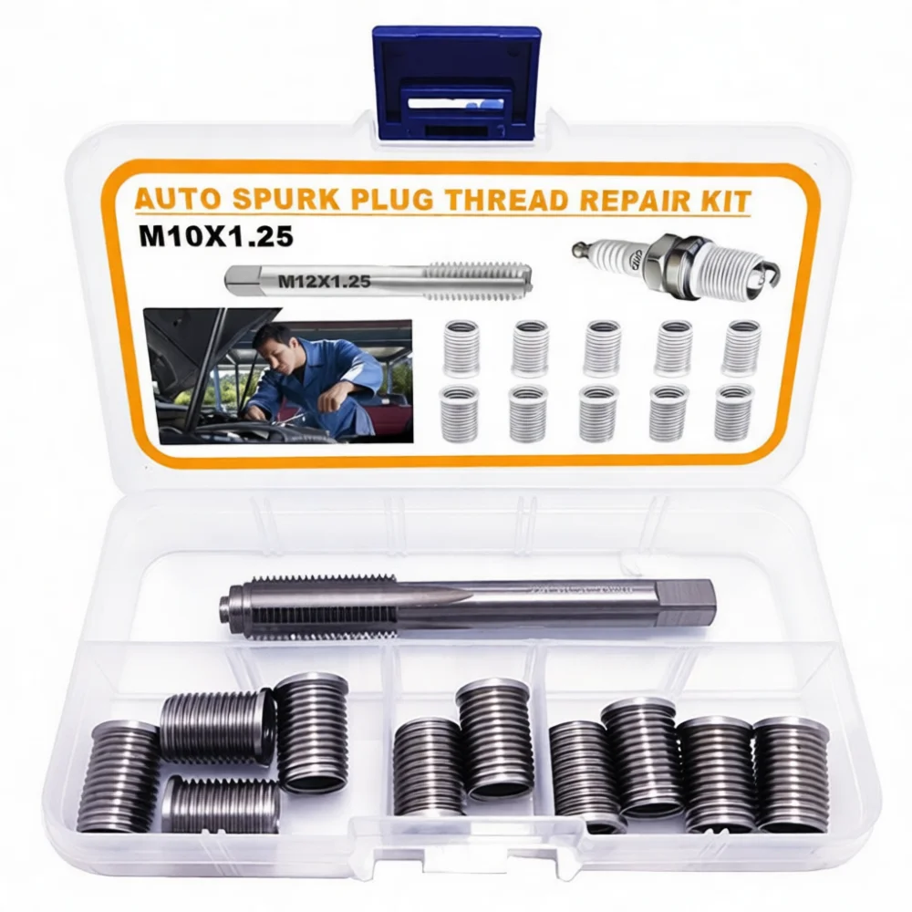 M14 1 25 Spark Plug Thread Restoration Kit Cylinder Head Insert Tool Equipment For Car Motorcycle Engine Mechanics