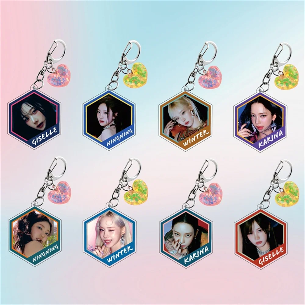 Kpop WINTER Keychain Albums Key Chain KARINA GISELLE NINGNING Keyring Bag Backpack Pendant Fans Gift