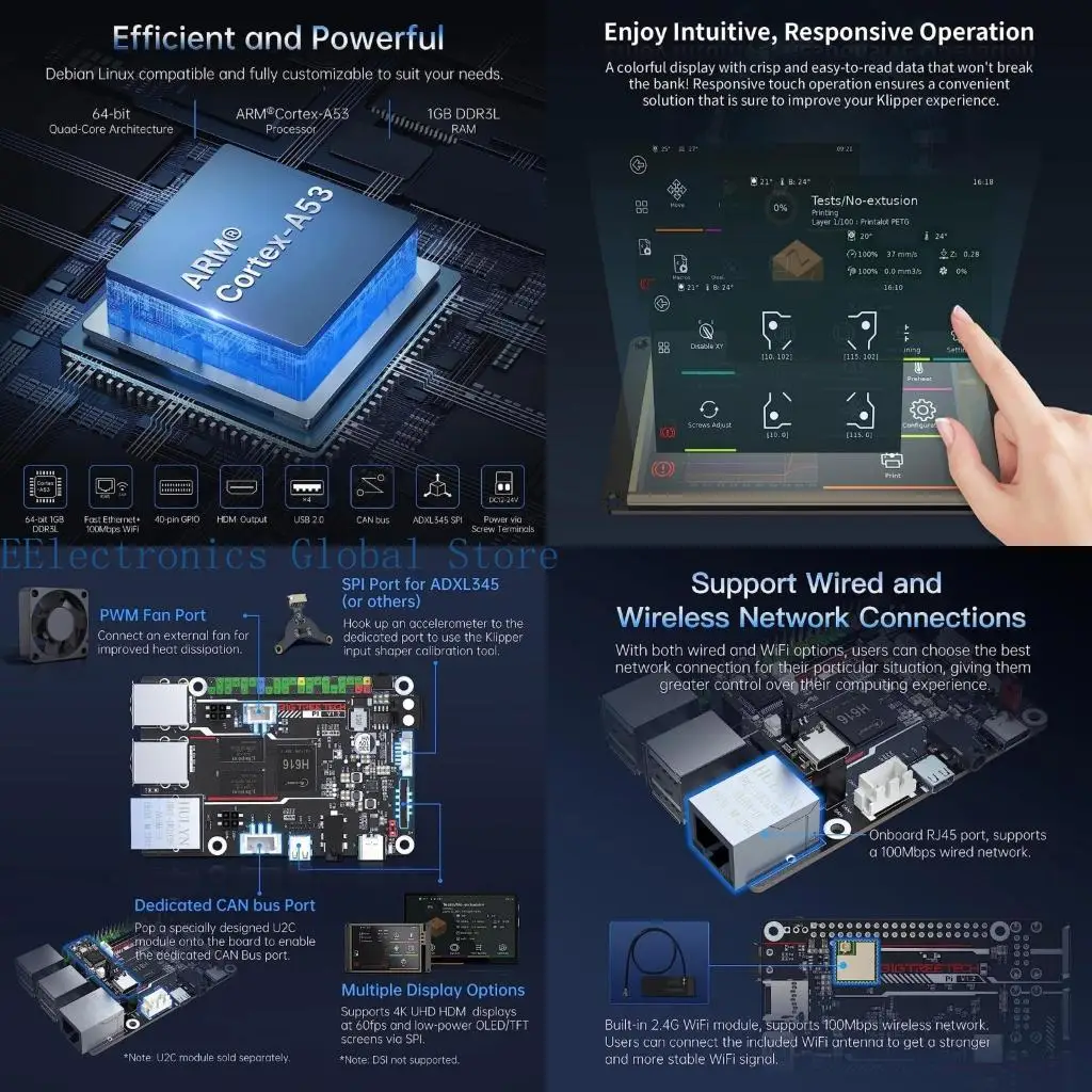 

462B V1.2 + TFT35 SPI V2.1 Комплект управления для управления для FDM -принтеров с помощью прошивки Klipper мощный