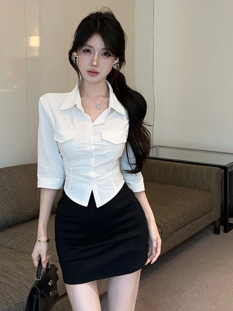 

Faionable Slimming Two-Piece Set Women's Summer New Sle irt And High Waist ort Skirt Belted Waistline Midi Sve Dr