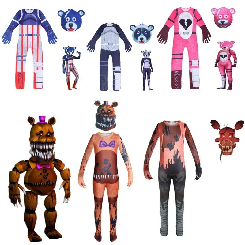 

New Halloween Fnaf Freddy Costume Kids Fredy Superhero Boys Girls Funny Party Child Animal Anime Cosplay Carnival Suit Jumpsuitb