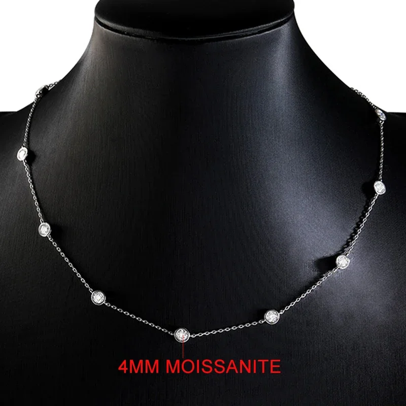 Tfglbu 3/4/5Mm Real D Color Moissanite Ketting Voor Vrouwen Trendy Eenvoudige Bubble Pentant Verjaardagscadeau 925 Sterling Zilveren Sieraden