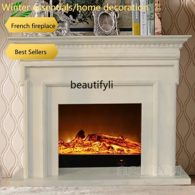 A95    Marble fireplace Simple marble fireplace American decorative background wall mantel