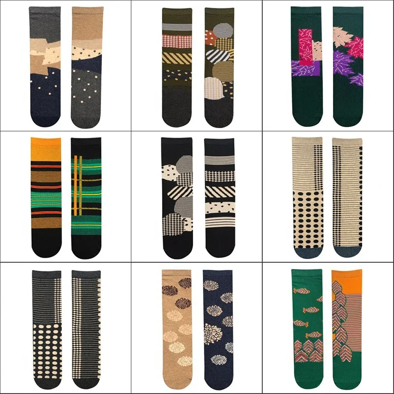 Comfortable cotton socks for male and female couples, mandarin ducks, fashionable and creative illustration socks