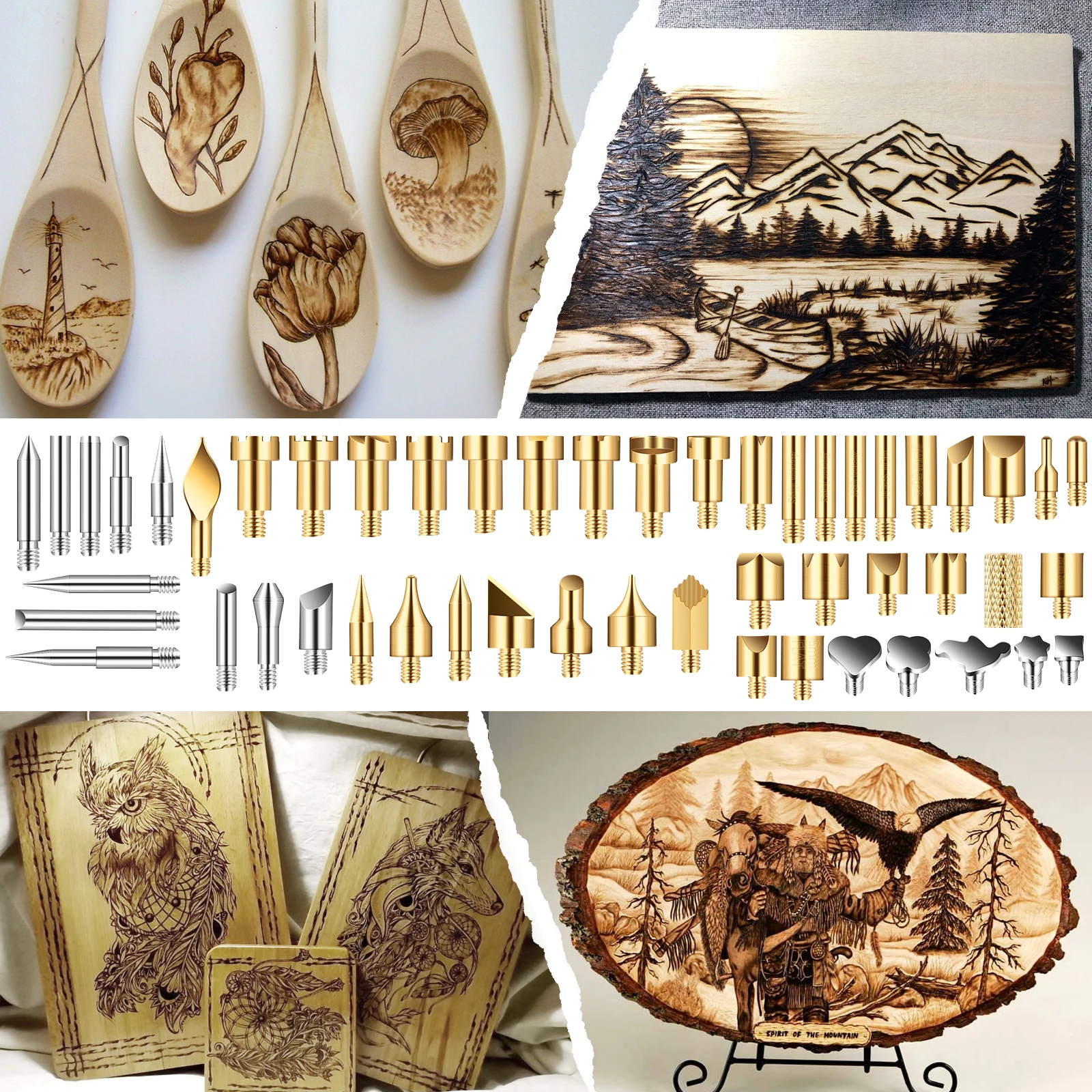 

55Pcs Pyrography Kit Copper Welding Soldering Tips Wood Pyrography Tool Set Alphabet Number Burning Tips DIY Carving Tools