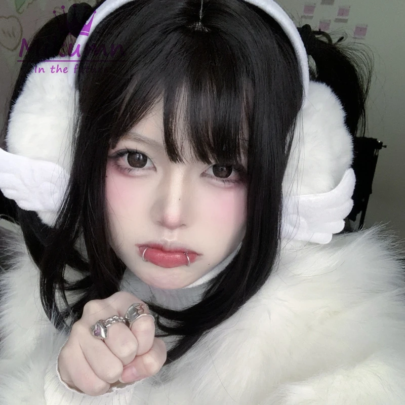 Harajuku Y2k White Angel Wings peluche paraorecchie inverno caldo per le donne ragazze Lovely Chic paraorecchie Outdoor Cold Protection Ear Cover