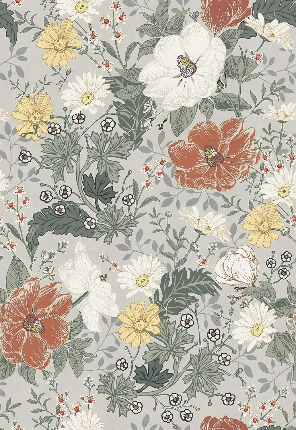 Vintage Floral Wallpaper Peel and Stick Modern Flower Wall Paper Botanical Self Adhesive Wall Paper Removable Contact Paper