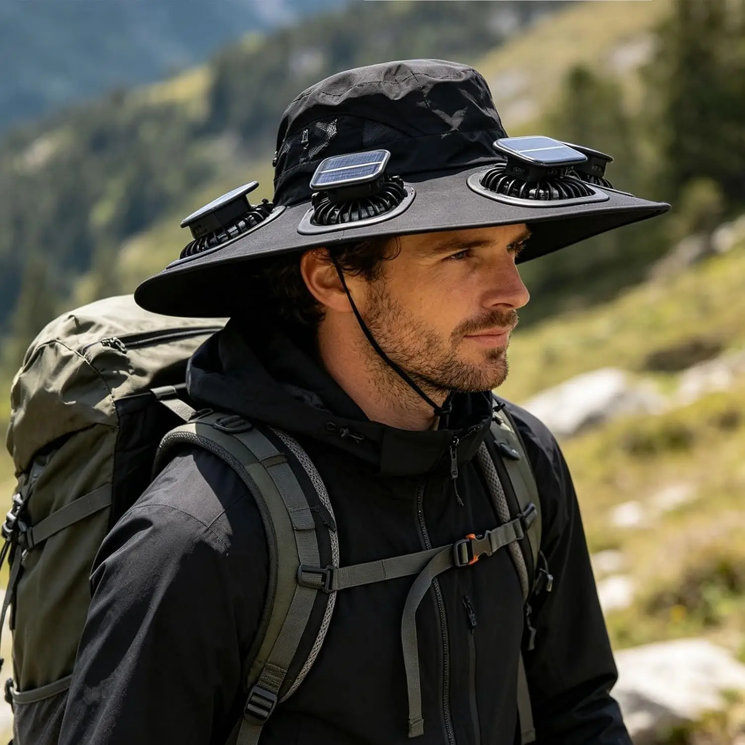 2026 Hot Summer 6 Fans Visor Cap Solar Fan Hat Breathable UV Protection Wide Brim Sun Cap For Men Outdoor Hiking Camping Fishing