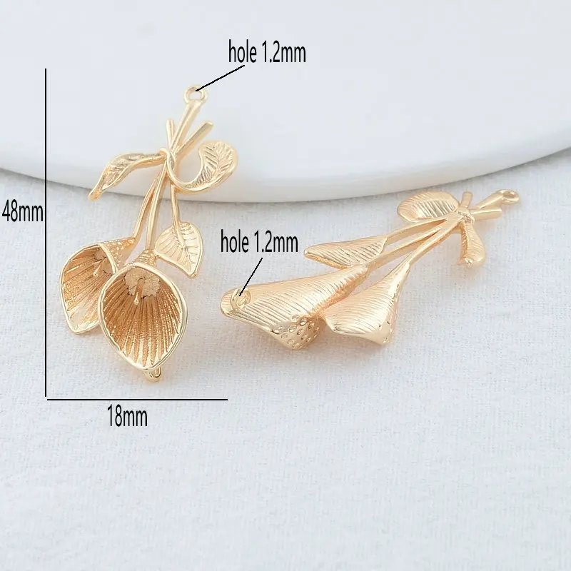 18*48MM 14K Gold Color Brass with Zircon 2 Holes Flowers Connectors Necklace Bracelet Jewelry Making Supplies Accessories