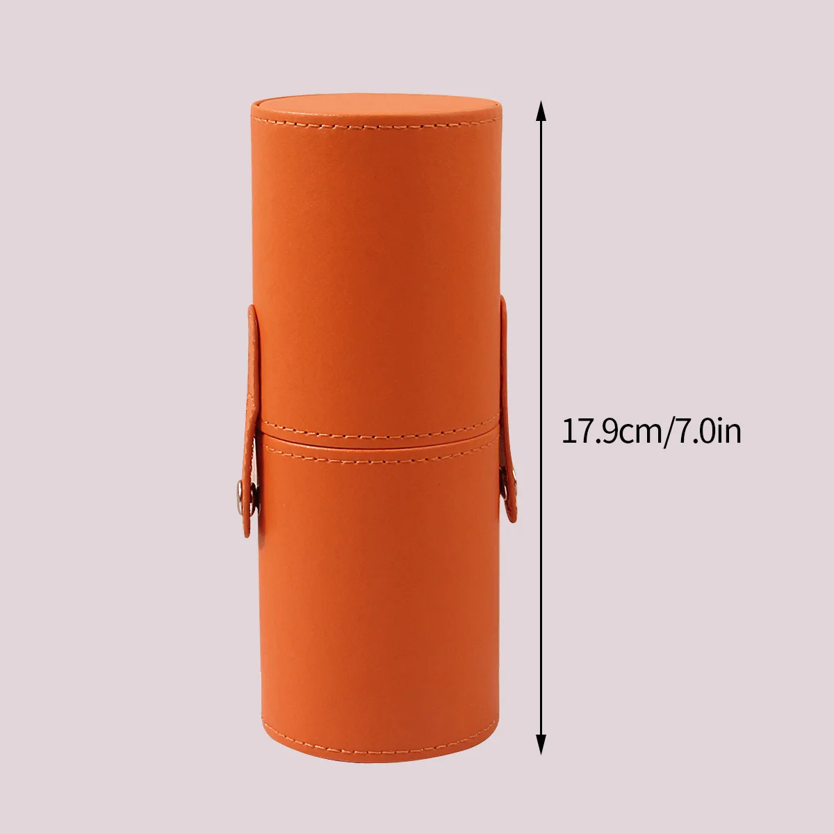 Make-upborstelhouder van PU-leer met grote capaciteit - Draagbare cosmetische organizer voor penselen en wenkbrauwpotloden (oranje)