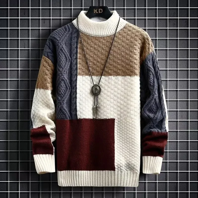 2023 New Men's Sweater Autumn Winter Japanese Style Thickened Knitted Top Casual Scene Trendy Yarn Pullover Base Layer