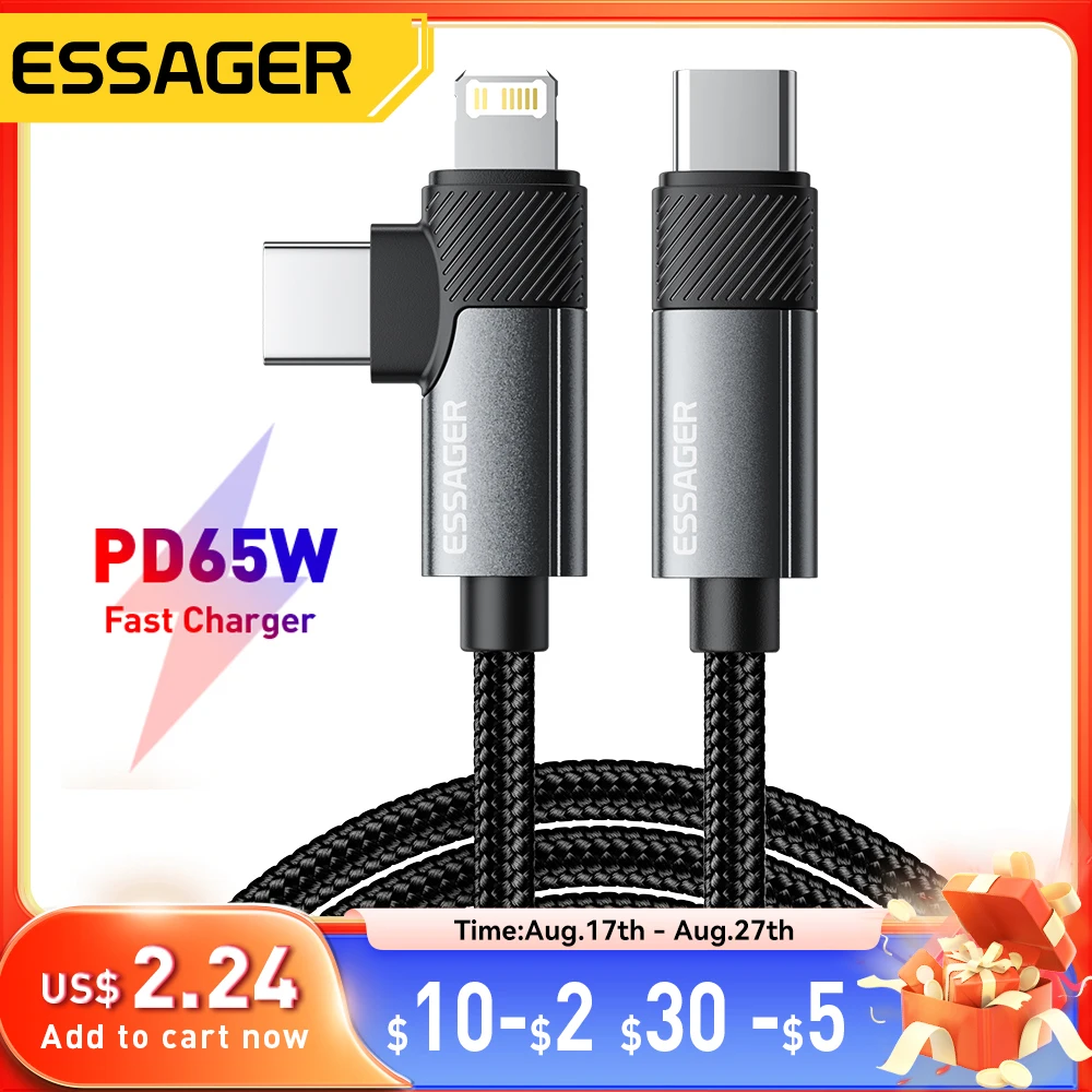 Essager 2 in 1 USB Type C Cable 65W PD Fast Charging Wire Type C To Lightning Cable For iPhone 15 14 Pro Max MacBook iPad Xiaomi