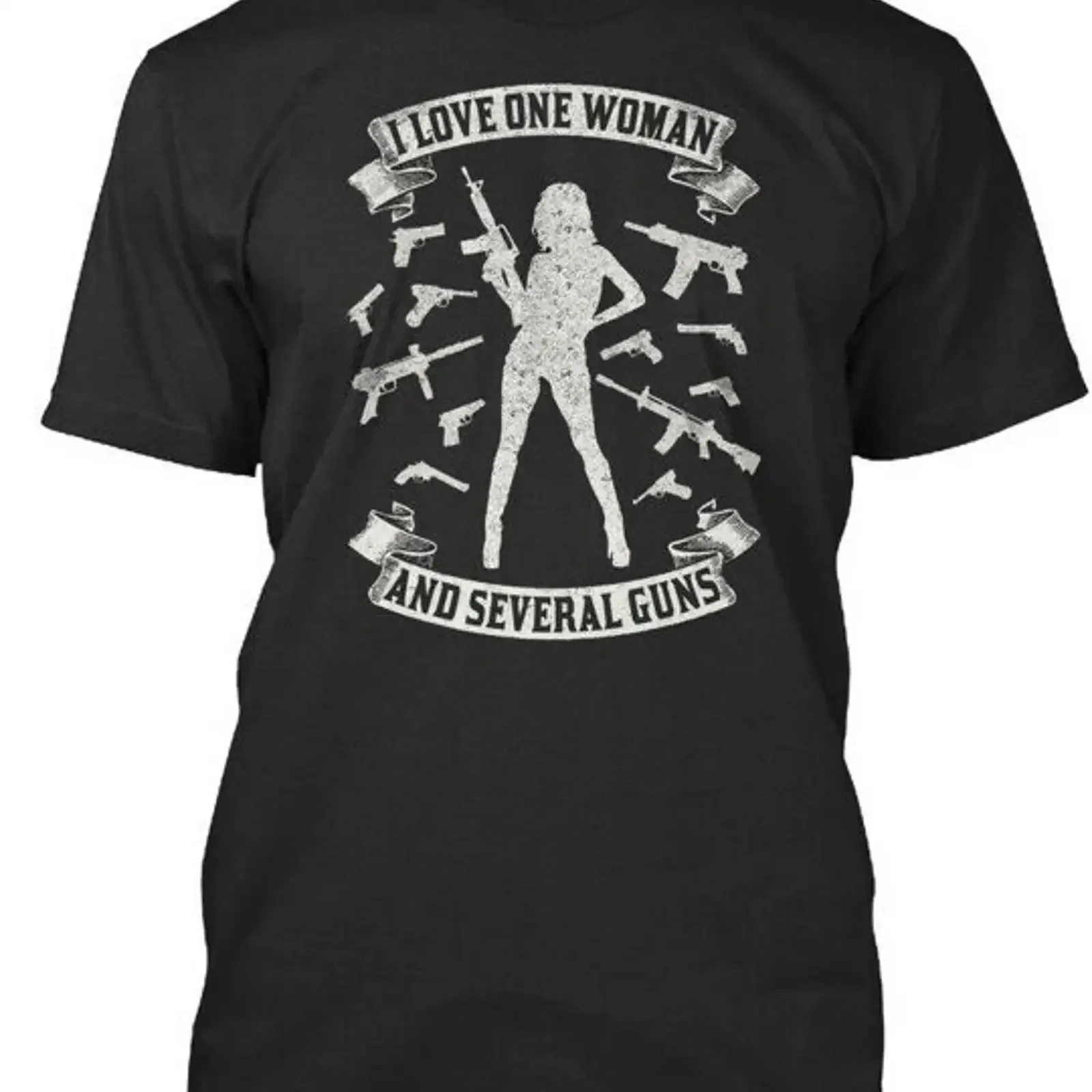 I Love One Woman And Several Guns H Premium T Shirt vintage Washed fashion Breathable Casual streetwear graphic