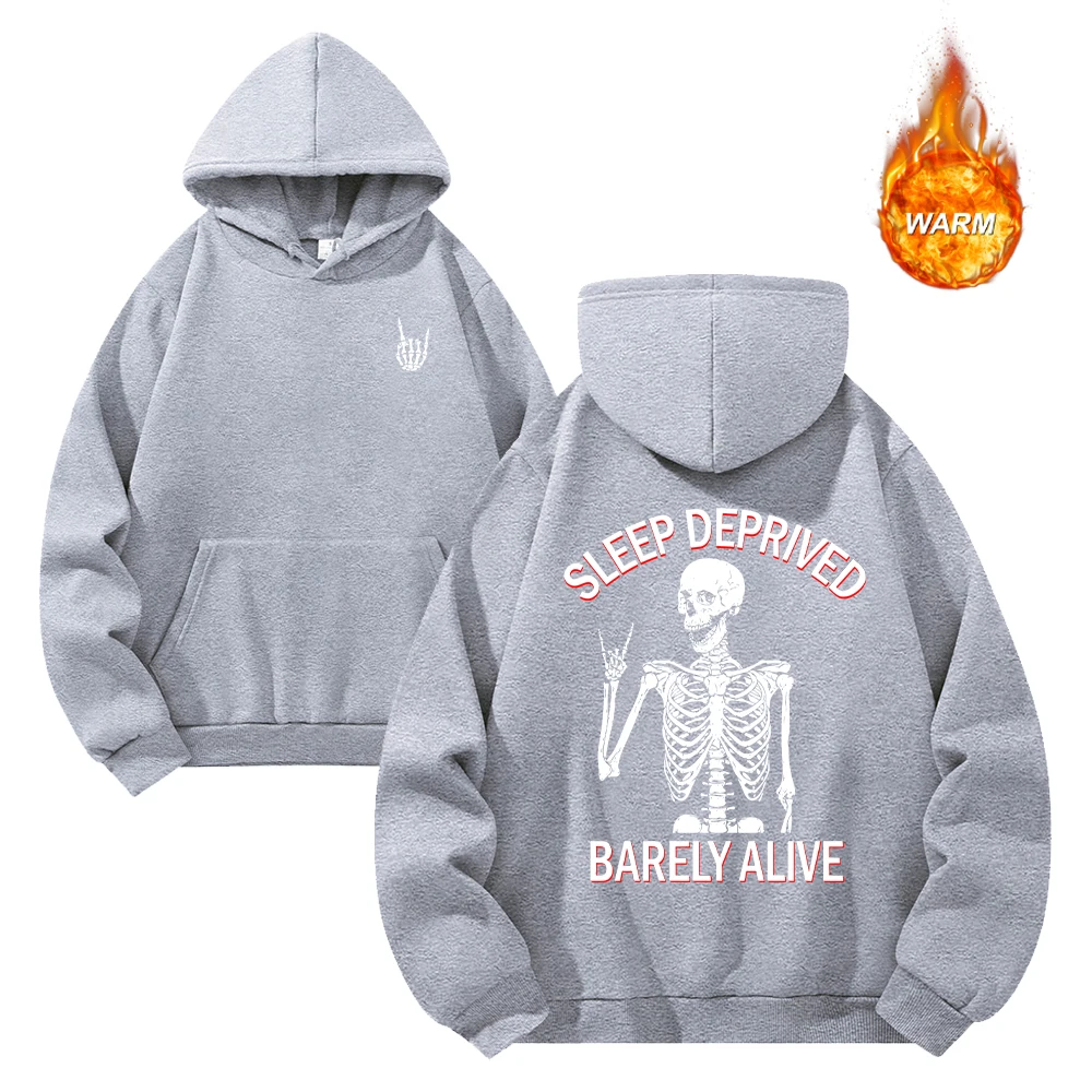 Men's Rock Style Skull Print Hoodies Casual Warm Pullover For Autumn Suitable For Daily Wear Workouts Commute And Streetwear