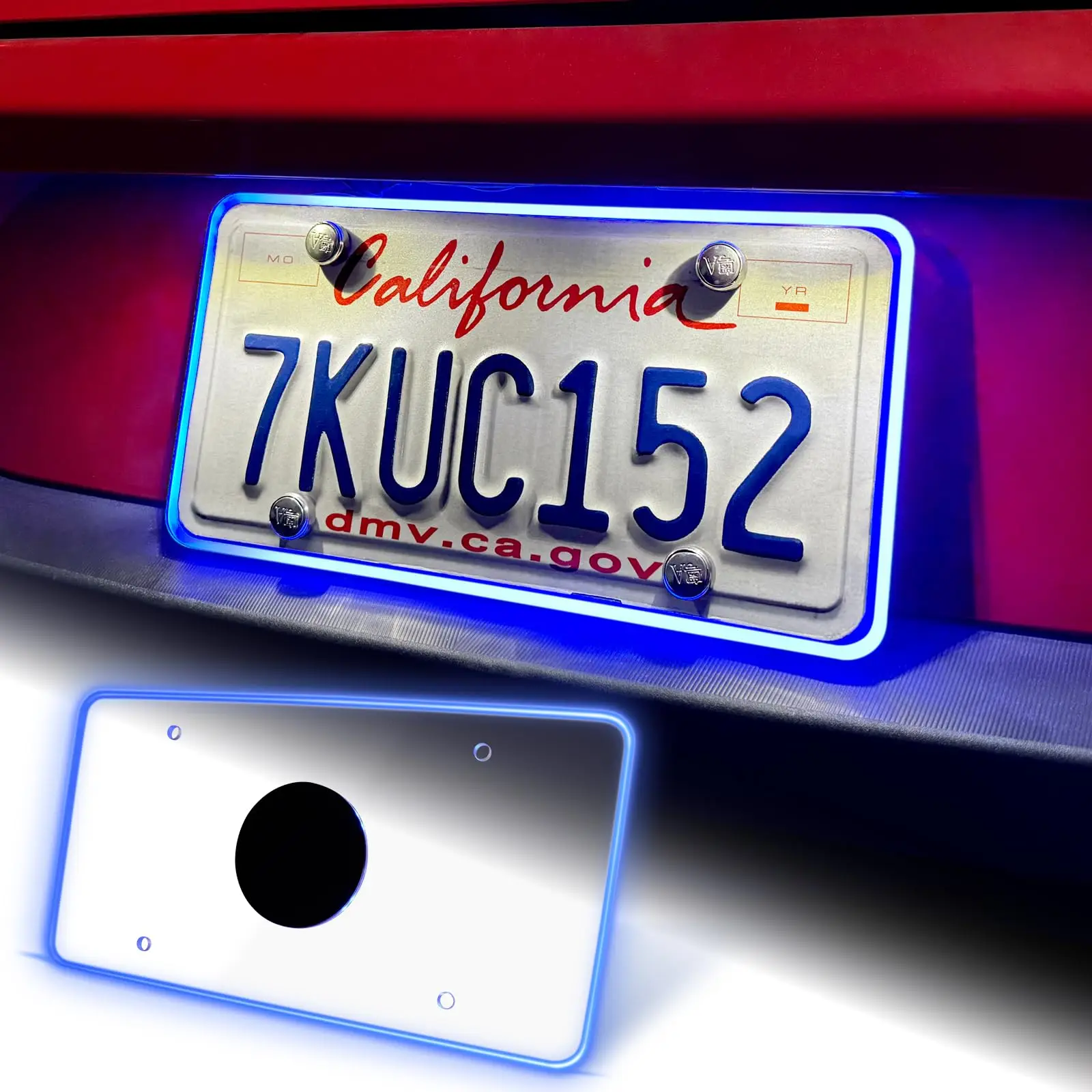 Color Rear License Plate LED Frame ABS Cover Universal Fit Waterproof Accent Lights DC12V Bright Car Truck SUV Auto Accessories