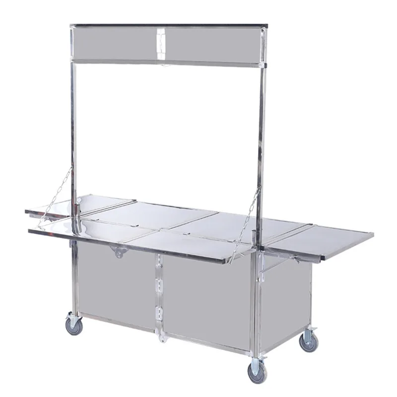 Customizable stainless steel stall car night market multi-purpose mobile trolley manufacturer barbecue ice powder stall folding
