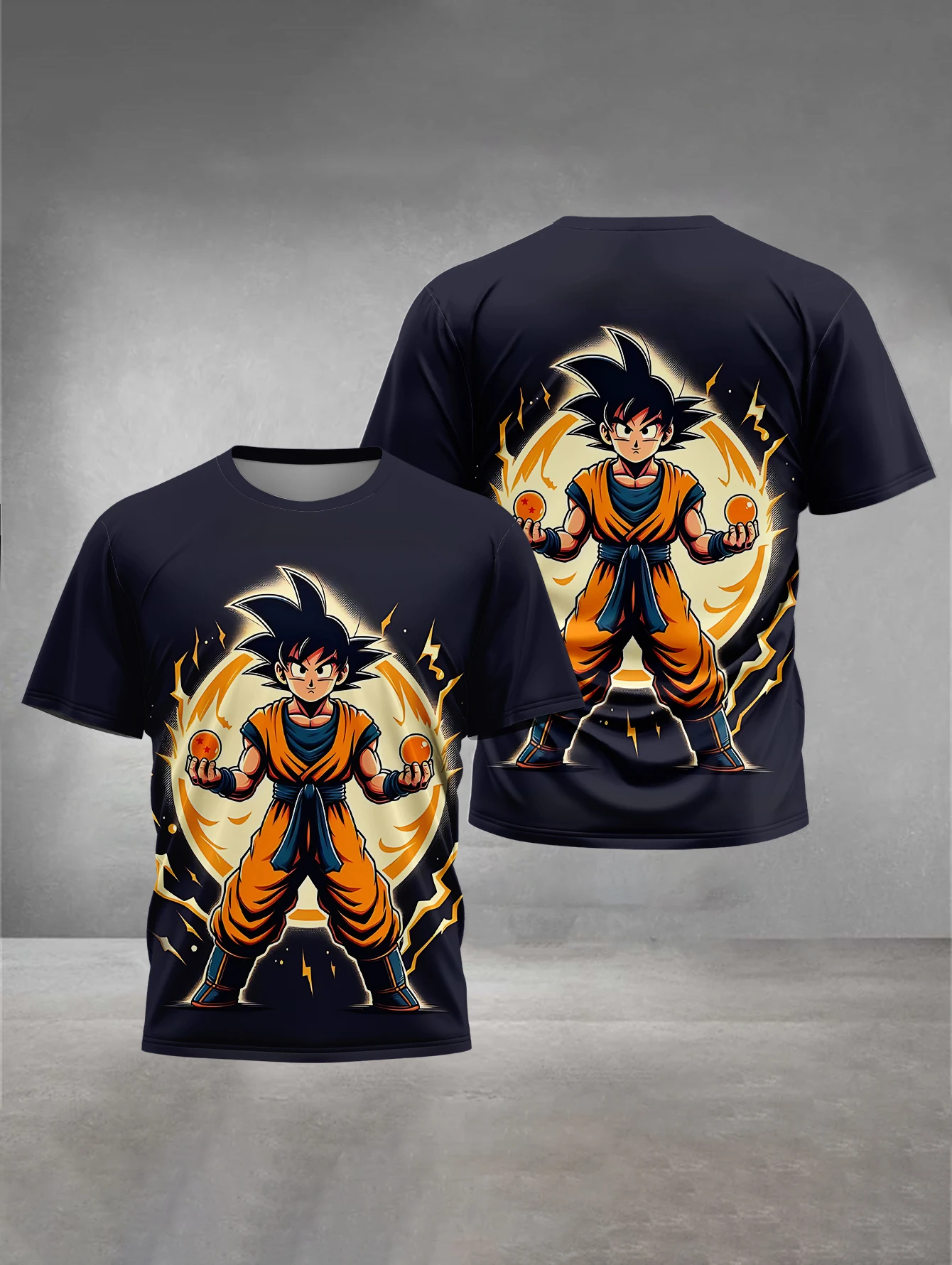 2025-26 여름 새로운 베스트 셀러 애니메이션 드래곤 볼 Goku 슈퍼 사이안 3D 인쇄 의류 야외 의류 소년과 소녀상의