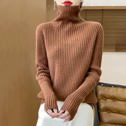 New Fashion Autumn/Winter Merino Wool Turtleneck Sweater Solid Color Long Sleeve Warm Top 100% Pure Wool Turtleneck -WQ716