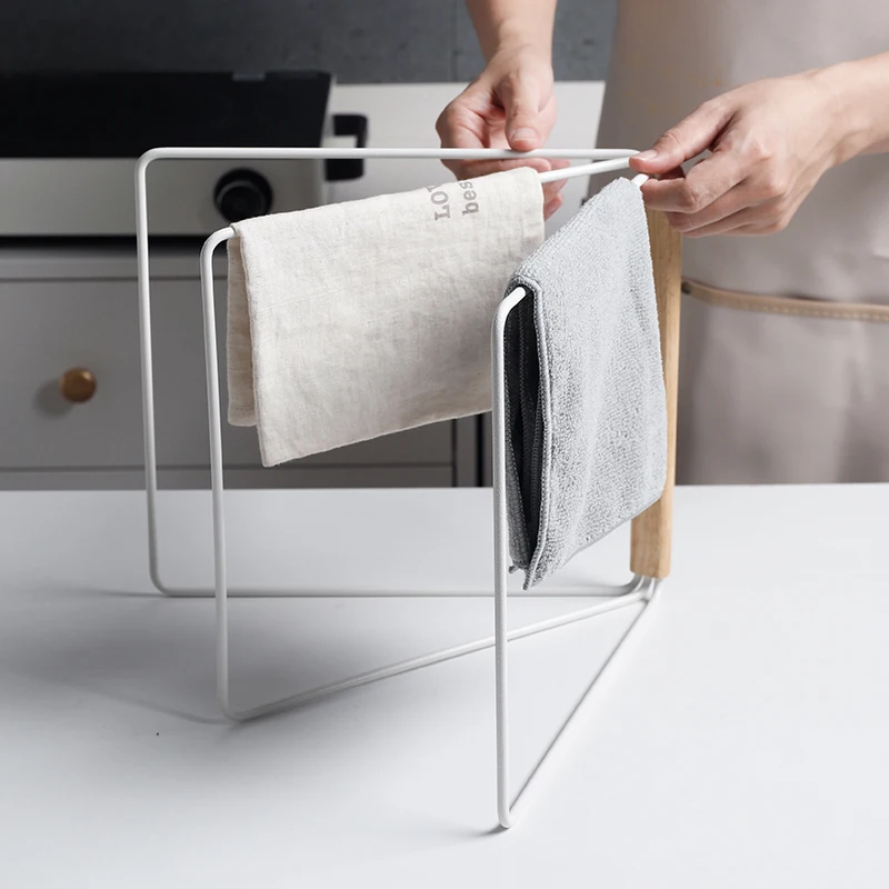 Iron Art Towel Drain Rack Kitchen Countertop Rag Rack Household Storage Lazy Person Drying Rag Dish Cloth Folding Storage Holder