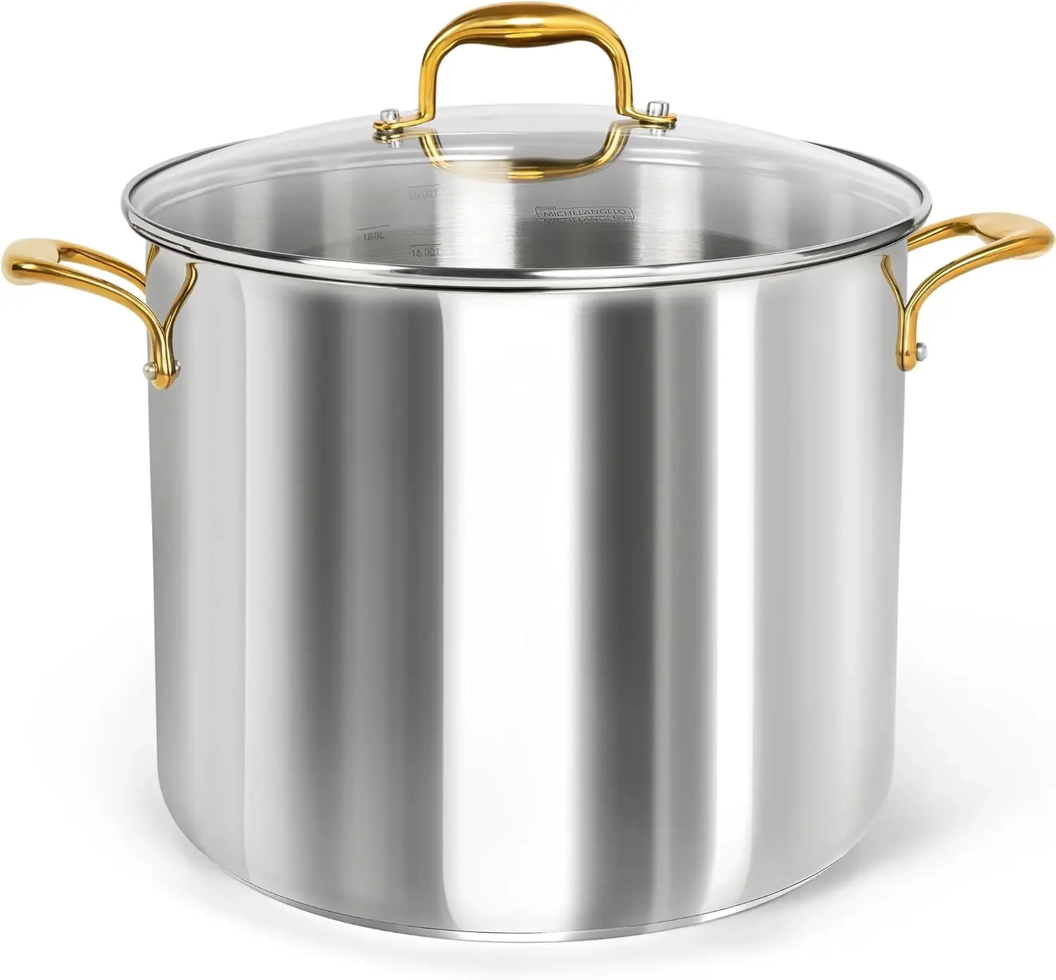 

Stainless Steel Stock Pot - 20 Quart Soup Pot with Lid & Ergonomic Handle, Extra-Large Pots for Cooking, Suitable for All Stoves