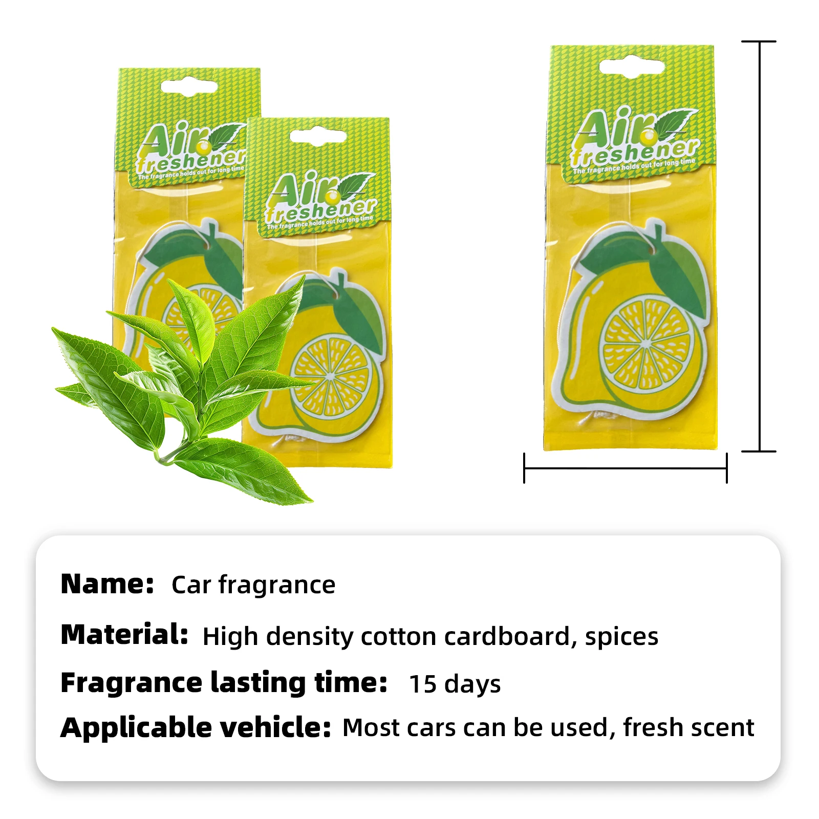 5/20pcs  lemon Scent Car Air Freshener, Natural Tea-Scented Paper, Car-Mounted Hanging Type, Car Interior Accessories
