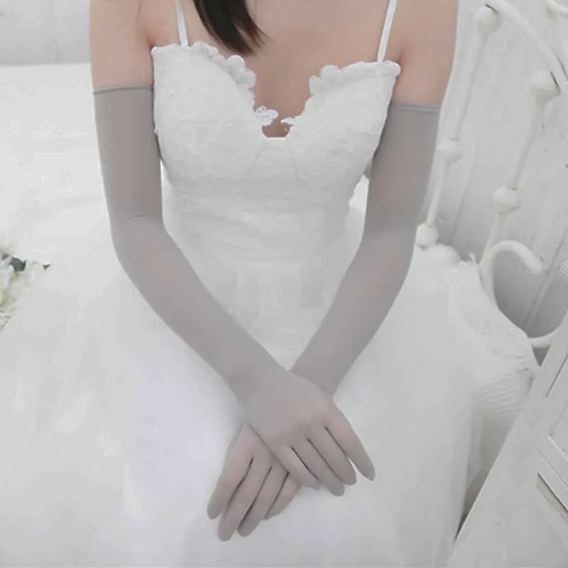 Lace Smooth Sheer Seamless Long Gloves Women Breathable High Elasticity Stockings Mittens Wedding Summer Sun Protection