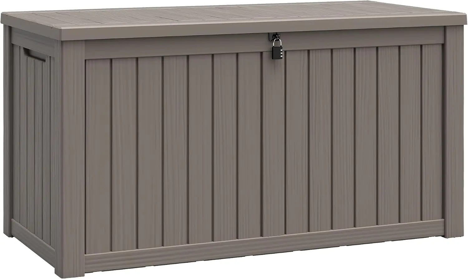151 Gal Deck Box, Outdoor Storage Box Waterproof Lockable, Gas Lift, Grey | Resin Double Wall, For Packages, Garden Tools