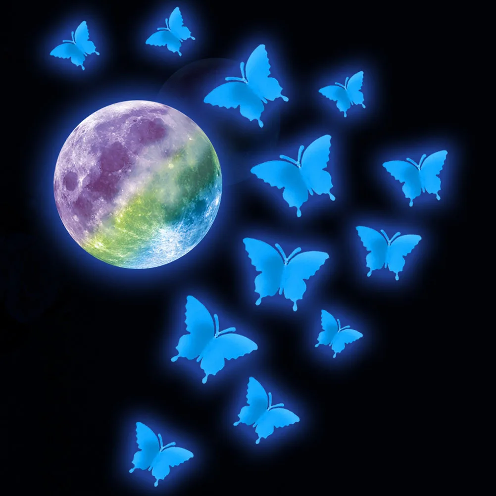 

1Set Night Glow Butterfly Wall Stickers Luminous Adhesive PVC Decorative Decal for Children's Room Study Nursery Glow in Dark