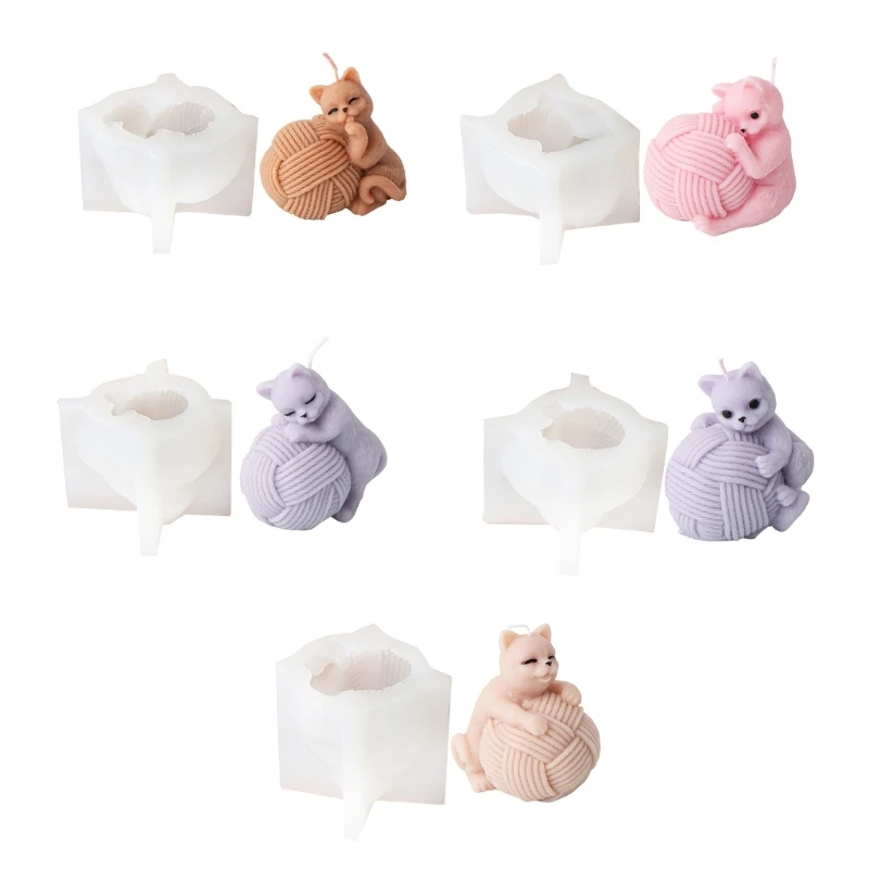 

Lovely Cats Knitting Balling Silicone Mold for Craft Home Decoration E0BE