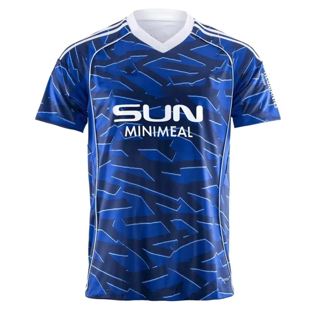 

25-26 Mens Schalke 04 Home Football T-Shirt Youth Sportwear Oversized Training Soccer Uniform Breathable Unisex Jersey Kids Tee