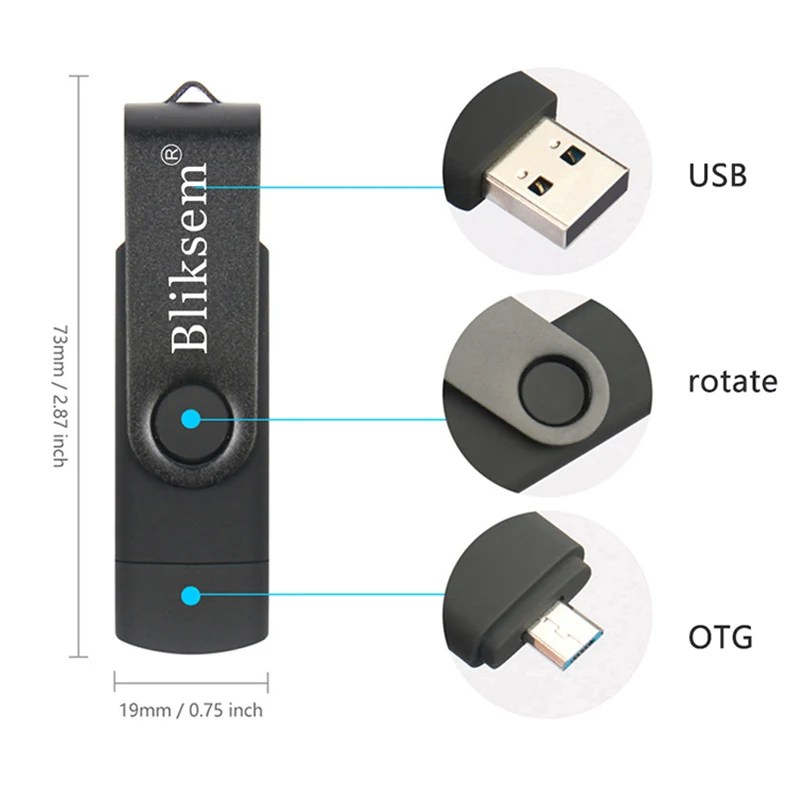 Bliksem OTG Flash Drive 64GB High Speed USB2.0 for PC Mobile Phone USB Metal Mini Pen Drive USB Flash Drive 64GB