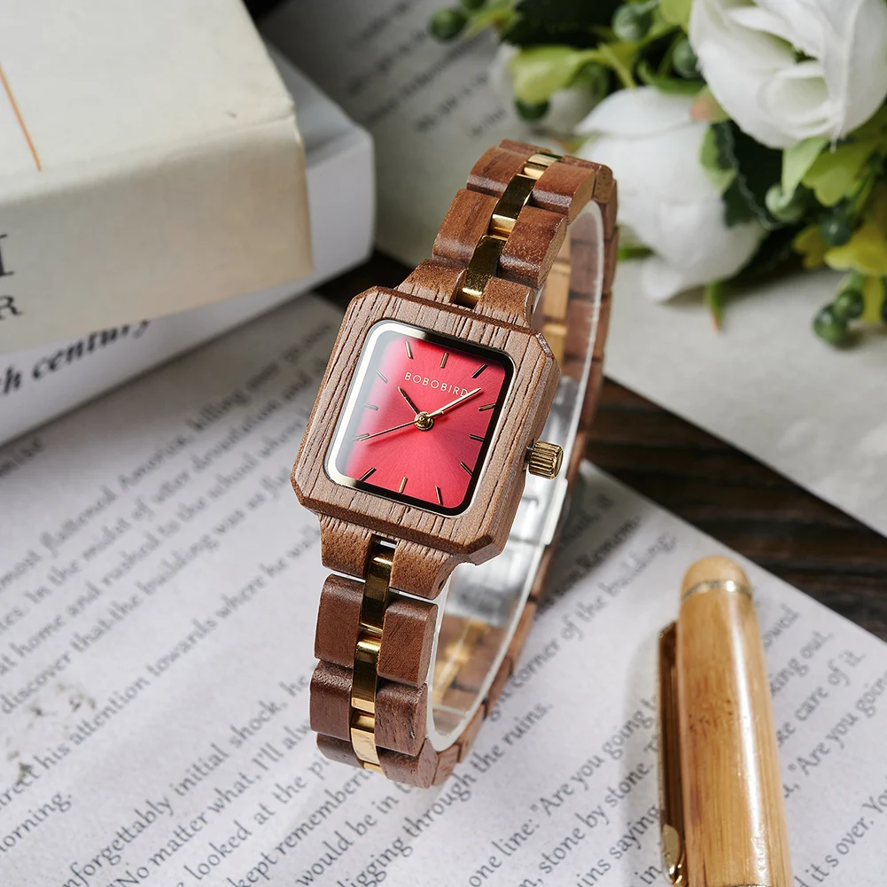 BOBO BIRD Wristwatch Wooden Ladies Quartz Watches Stylish Compact Exquisite Design with Gift Free Shiping