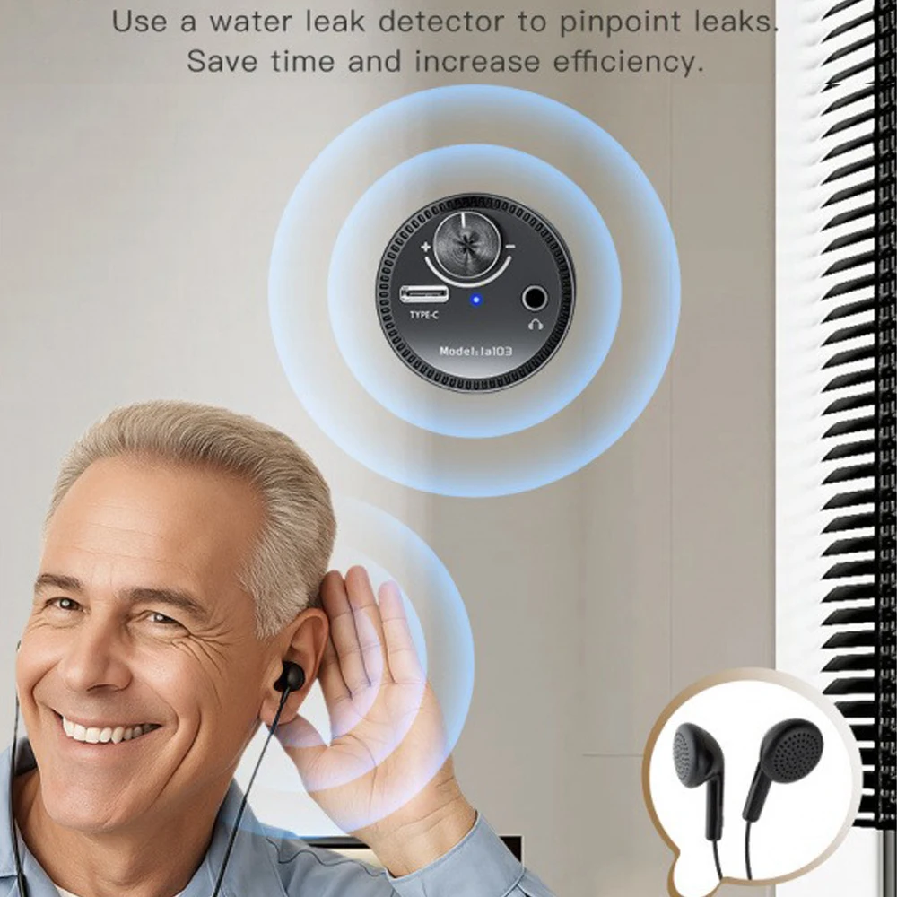 

Type-C Water Leak Detector Multi-functional Sound Detector High-precision Sound Amplifier for Various Of Construction Pipe