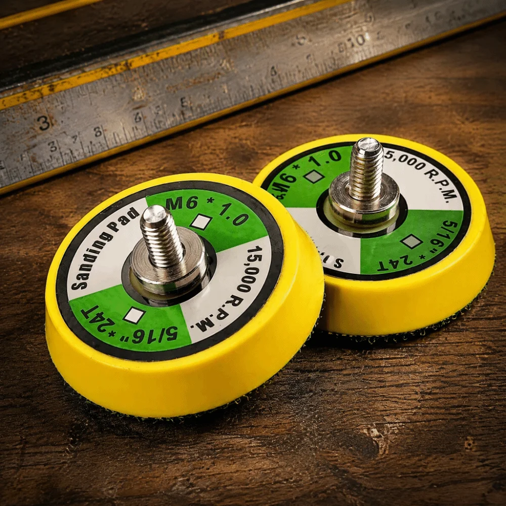 2pcs 2 Inch Diameter Hook and Loop Backing Pad M6x1 Thread 15000 RPM Rated Air Sander Backing Plate Universal Fit PU Material