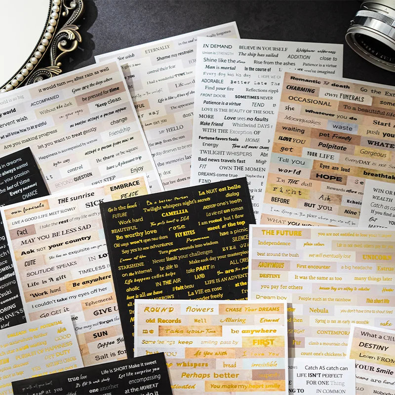 Retro English Hand Account Stickers, Non cutting Foreign Ins Style Hand Account Materials, Decorative Splicing Stickers, ST