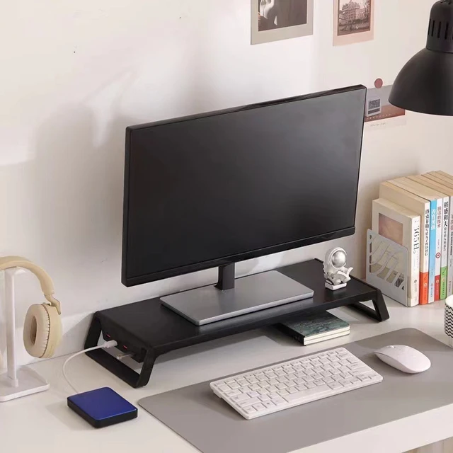 Stojak na monitor komputerowy z koncentratorem USB Uchwyt na ekran laptopa Uchwyt na klawiaturę i mysz Organizer do przechowywania Szybkie ładowanie