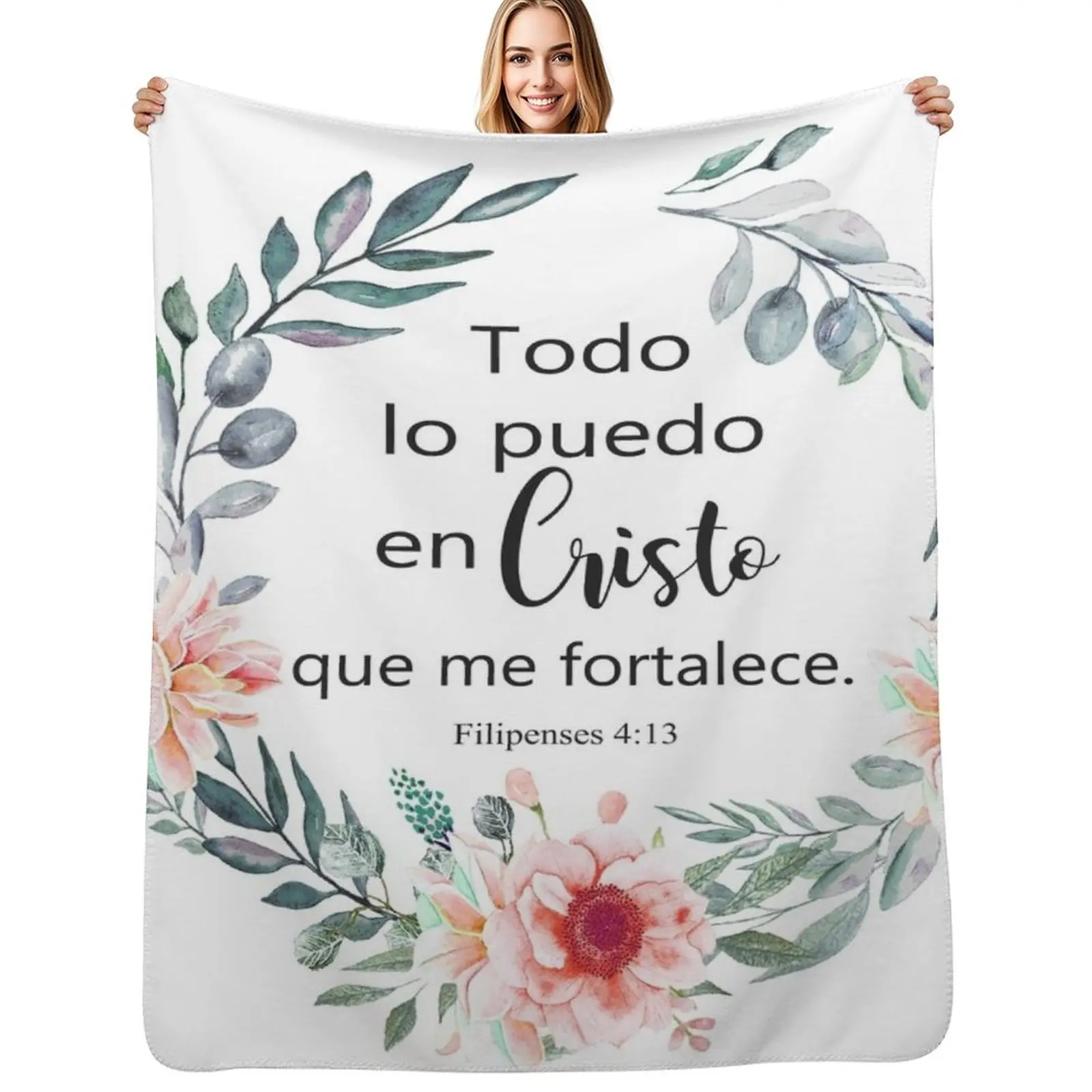 TODO LO PUEDO EN CRISTO QUE ME FORTALECE Throw Blanket for babies Soft Plaid For Baby Custom Decorative Sofa Sofa Blankets