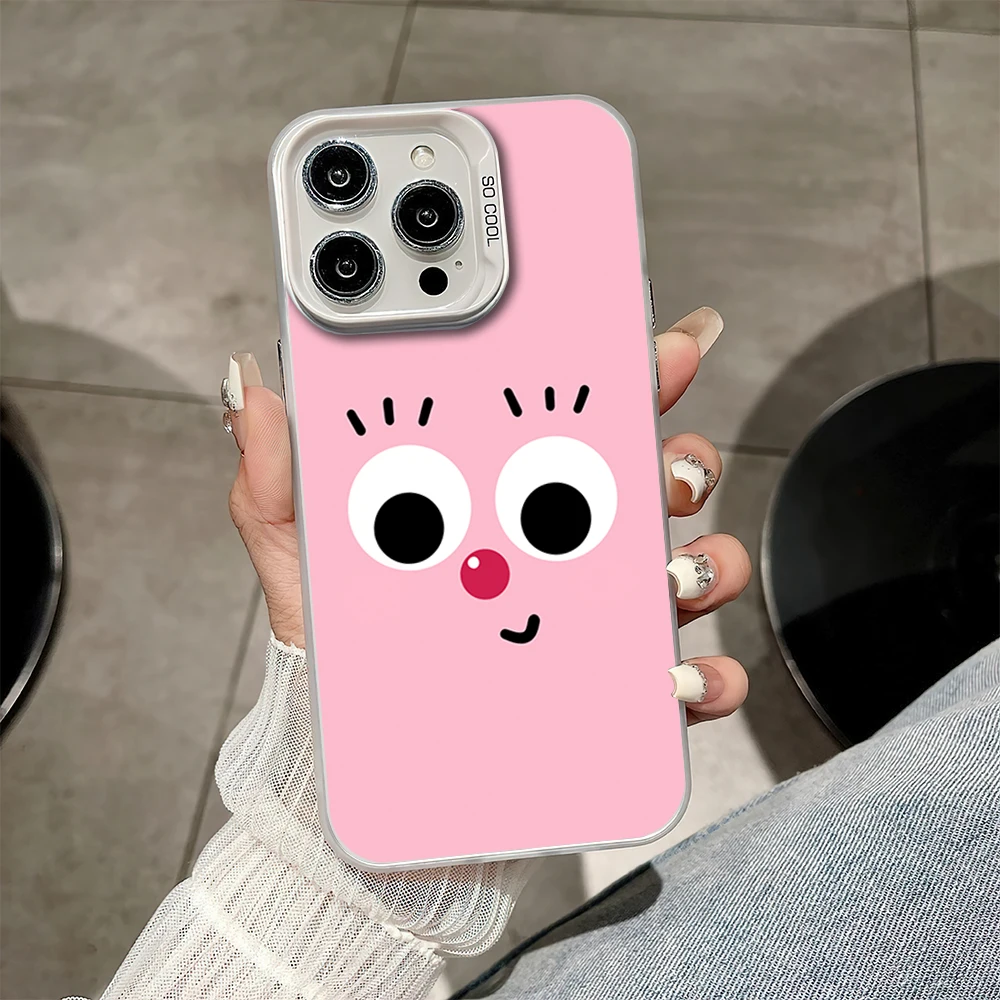 Pink Funny Red Nose Facial Expression Cute Phone Case for iPhone 16 12 13 14 15 11 Max Pro Plus Laser IMD Color Shell