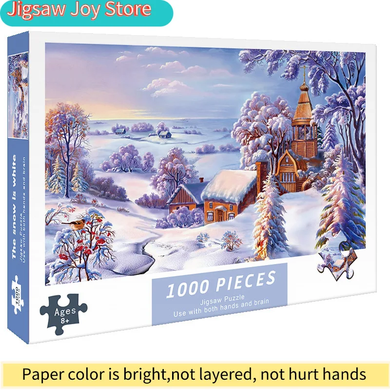 1000 Pieces Puzzle for Adult The White Snow Difficulty Decompression Games Educational Toys Christmas Gift Decorative Painting