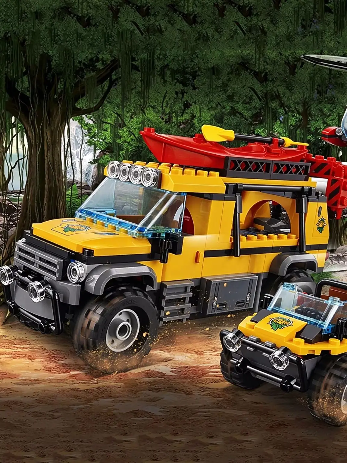 917 Teile City Jungle Exploration Site Flugzeug Tempel Schwerer Beobachtungstruck Kajak 60161 Baustein-Sets Kompatibel mit Bricks