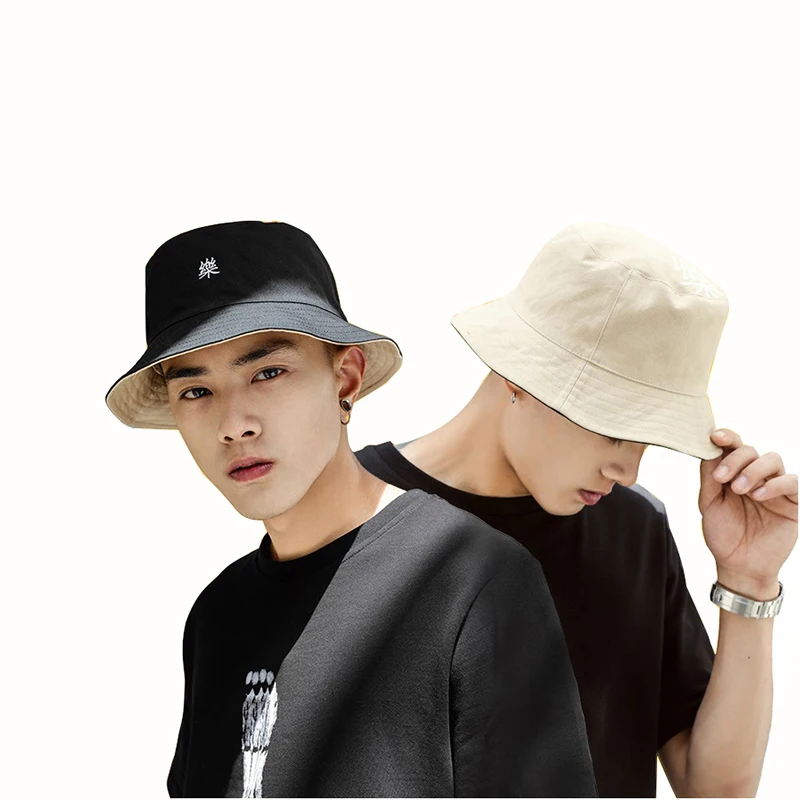 Large Size Summer Bucket Hat for Men Fashion cotton Reversible Bob Male Caps Panama sad boys fold Sun beach fisherman hat Double