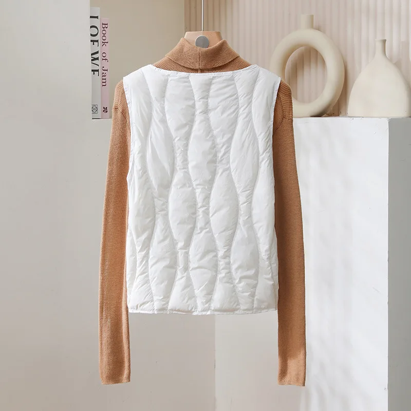 Autumn Winter New Light Down Vest Women Short Inner White Duck Down Warm Sleeveless Down Puffer Jacket Woman Outerwear VT-396